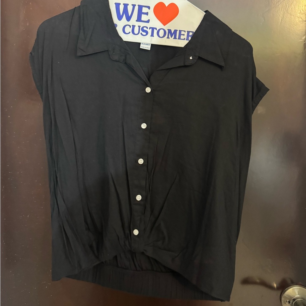 Old Navy Women's Black Button-Down Shirt